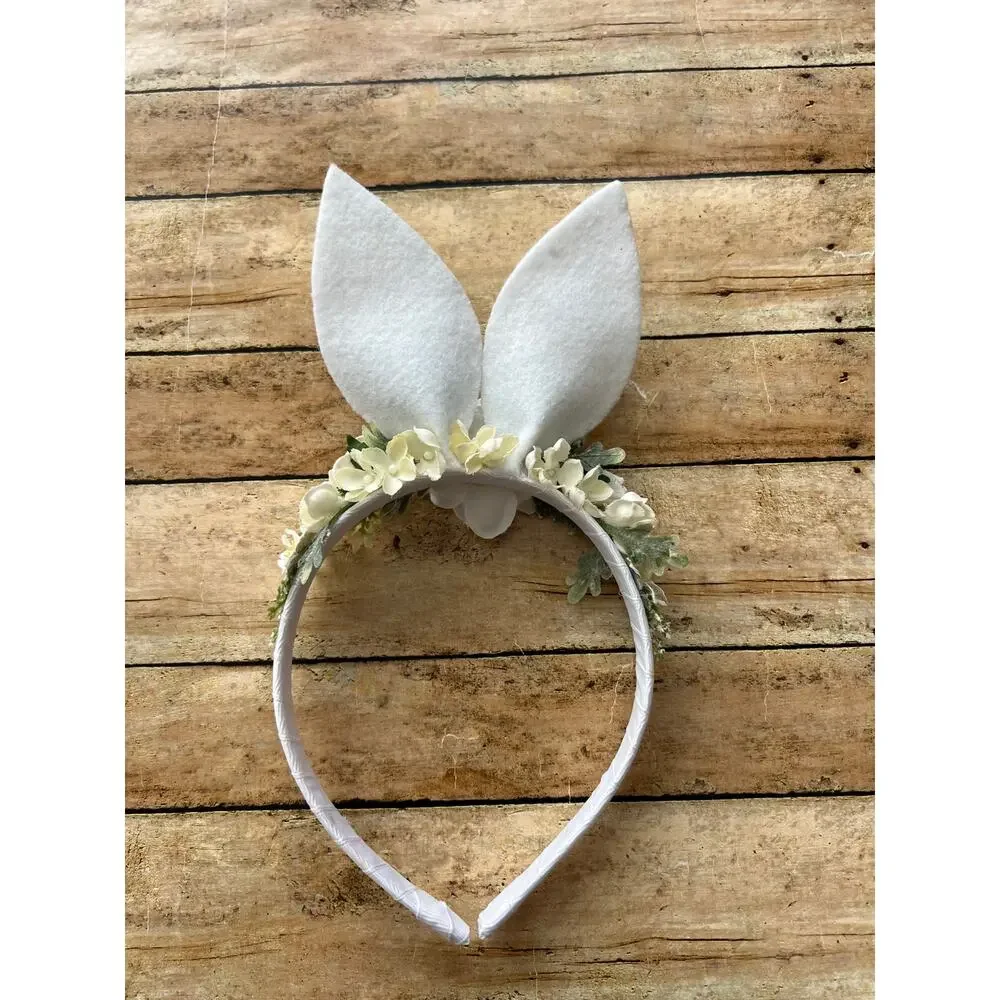 Eleina May & Co. White Easter Bunny Floral Headband